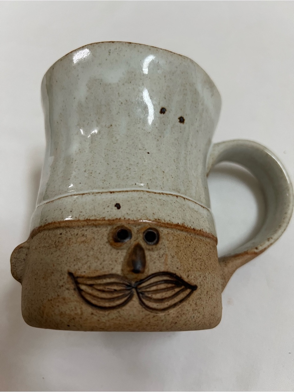 Chef Pottery Mug Hand Painted Cup Takahashi San Francisco Face With Moustache